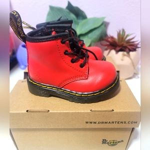 CANDY RED INFANT DR MARTEN BOOTS
